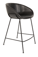Black Leather Barrel Counter Stools (2) | Zuiver Feston | Dutchfurniture.com