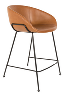 Brown Leather Barrel Counter Stools (2) | Zuiver Feston | Dutchfurniture.com