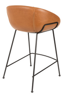 Brown Leather Barrel Counter Stools (2) | Zuiver Feston | Dutchfurniture.com