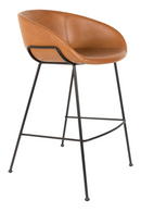Brown Leather Barrel Barstools (2) | Zuiver Feston | Dutchfurniture.com