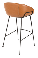 Brown Leather Barrel Barstools (2) | Zuiver Feston | Dutchfurniture.com